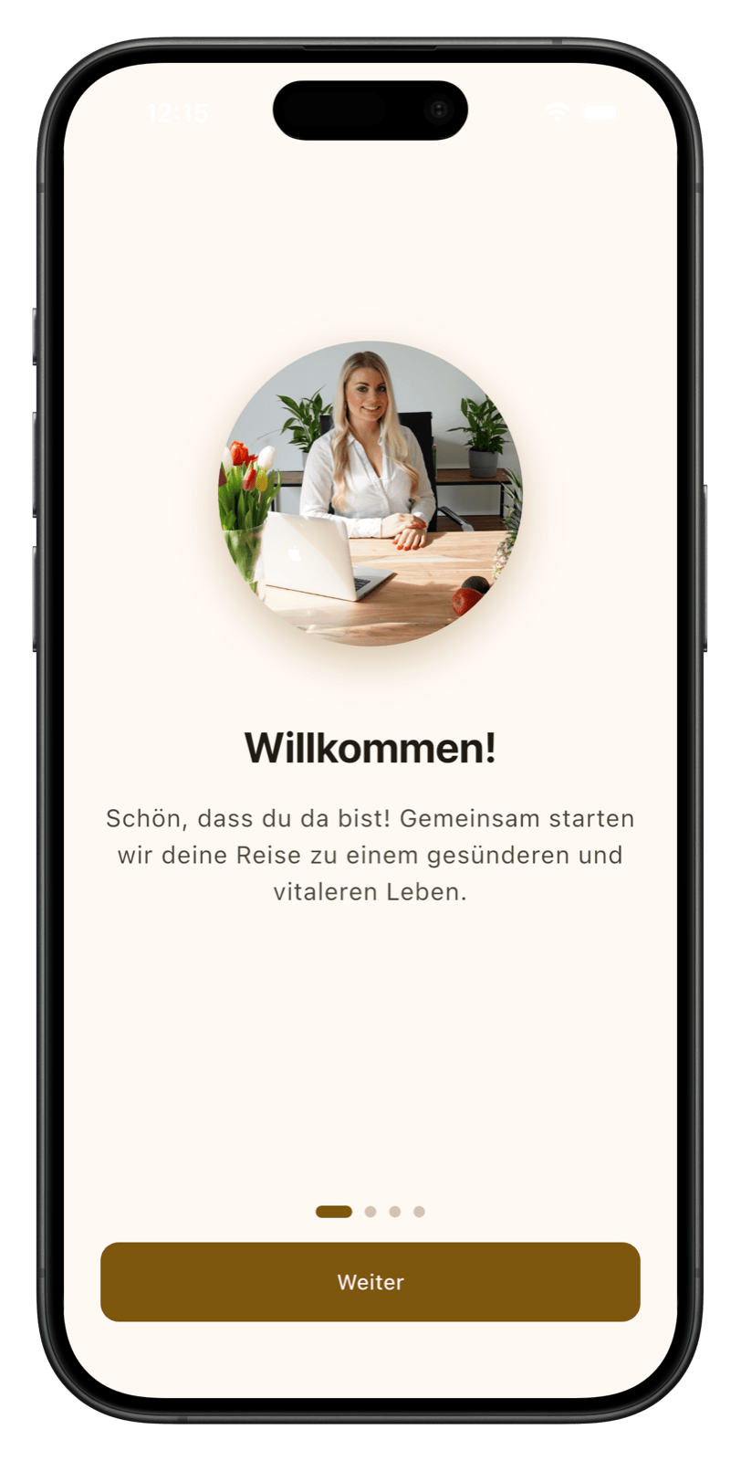 Willkommensbildschirm der Health & Nutrition App